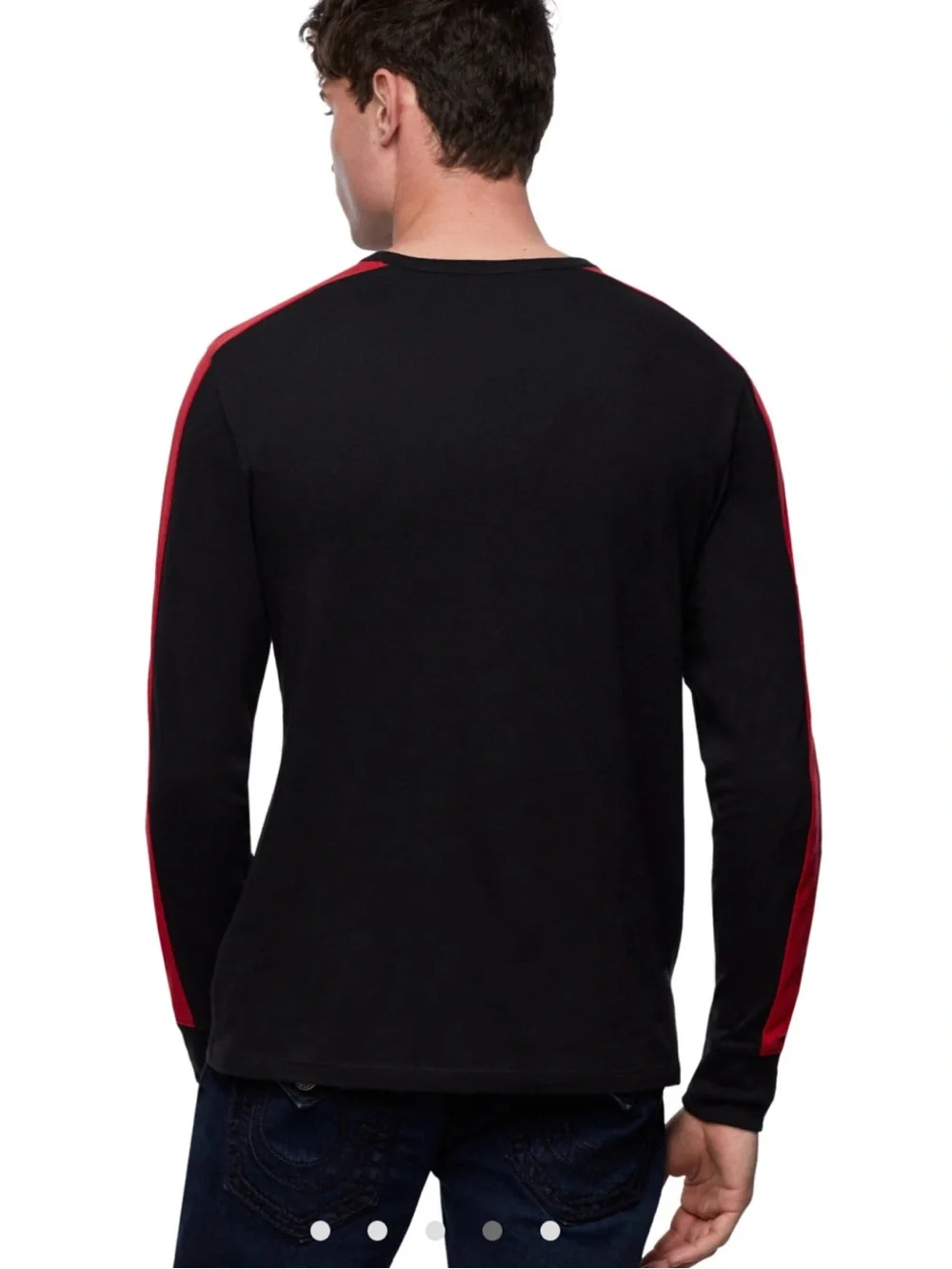 Men’s True Religion - Black Long-Sleeve Crew with Red Detail XXXL